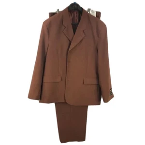"Traje para hombre Dino Divinci marrón de 2 piezas pantalones plisados de pecho individual talla 54L 50" - Imagen 1 de 3