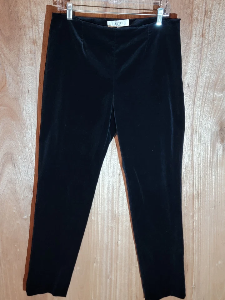 Estilo París Cremallera Lateral Terciopelo Vestido Pantalones Mujer 11 Slim Cónico Frente Plano Negro Foto 1 de 4