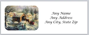 Personalized address labels Christmas Barn (xac 367) - Picture 1 of 3