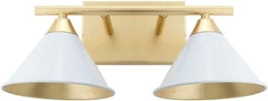 JONATHAN Y Lighting JYL9013A Yvette 2 Light 9" Tall Wall Sconce - White / Gold - Picture 1 of 4