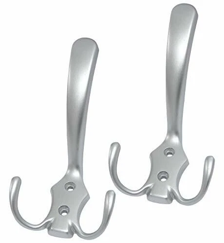 AERZETIX - 2x Appendiabiti da Parete in Metallo con Ganci Saloum Colore Argento  - Immagine 1 di 1