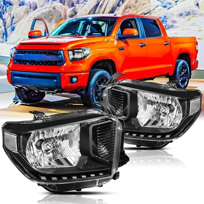 Conjunto de faros para Toyota Tundra 2014-2021 sin LED DRL halógeno izquierdo y derecho Foto 1 de 4