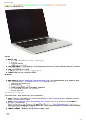 Apple MacBook Air M2 2022 Technician Guide Service Manual - Image 1 of 4