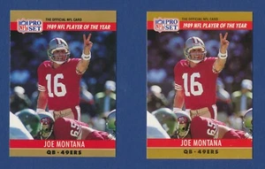 (2) 1990 Pro Set #2 Joe Montana ERROR & Corrected Cards NM QTY - Picture 1 of 3