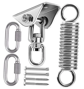Hammock Hanging Kit Swing Spring, Suspension Hooks 1000lb Silver+Spring - Picture 1 of 7