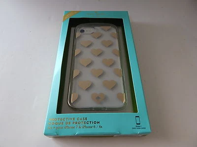 Kate Spade Protective Case for iPhone SE 2nd 3rd/8/7 Clear/Gold/Hearts New - Image 1 of 4