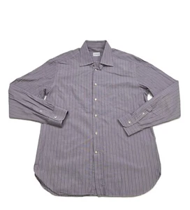 Ermenegildo Zegna Long Sleeve Dress Shirt Purple Striped Mens Size 16.5 - Picture 1 of 9