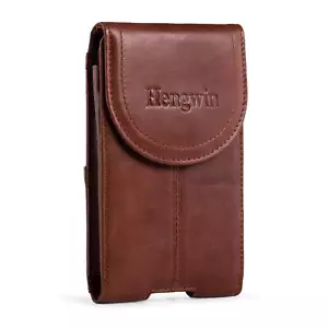 Belt Clip Holster Pouch Genuine Leather Phone Case Holster with Magnetic Clos... - Picture 1 of 6