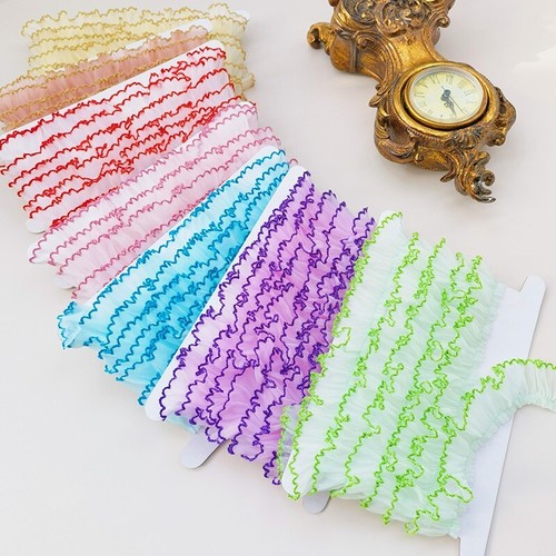 OFF WHITE Abito plissettato Lolita gonne pizzo bordo organza polsino rete costume nastro artigianale 1M