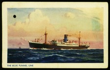 Original Vintage Ship Advertising Postcard ~Blue Funnel Line #2