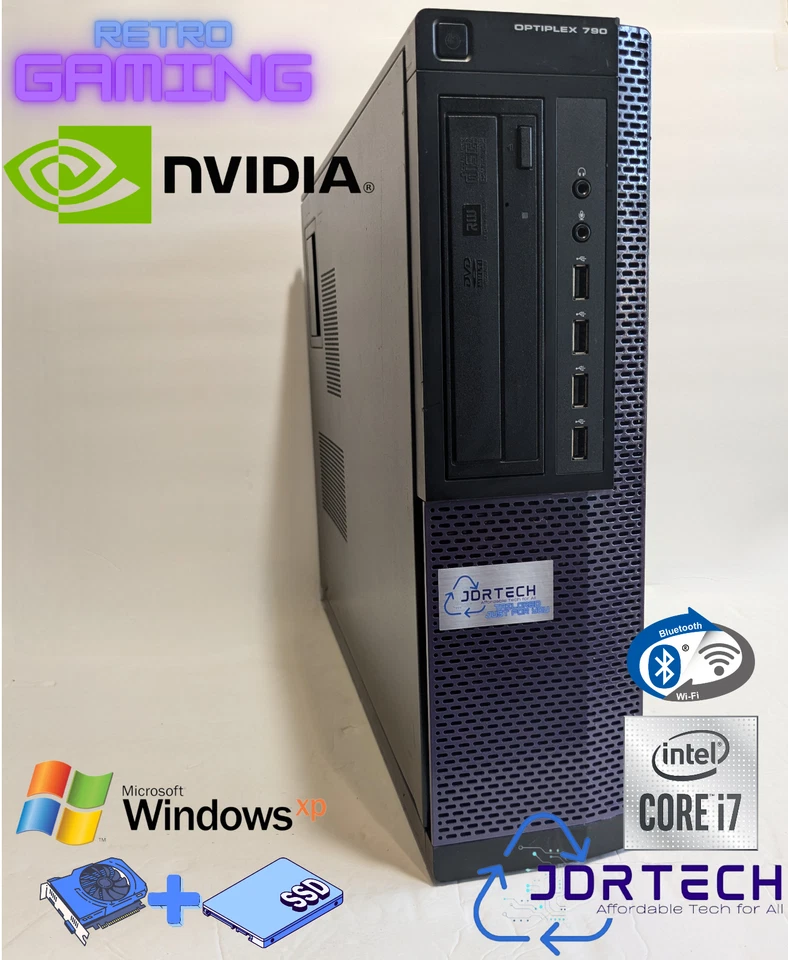 Retro Gaming Windows XP Intel Core i7 SSD Nvidia GPU WIFI BT Optiplex 790 DT - Image 1 of 4