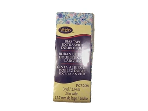 Wrights Extra Wide Double Fold Blue Pink Flower Bias Tape 1/2" x 3 yards B6 - Picture 1 of 4