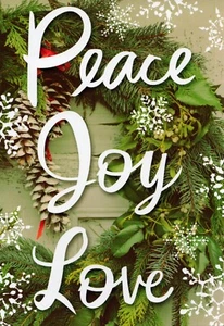 Tarjeta festiva de VACACIONES / NAVIDAD, Paz Alegría Amor Deseos de Hallmark + Sobre - Imagen 1 de 4