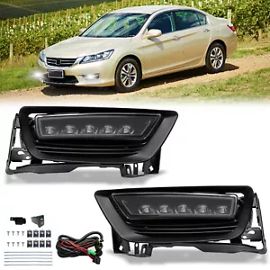For 2013-2015 Honda Accord 4 DR Sedan LED Fog Lights Front Bumper Lamps+Wiring - Picture 1 of 10
