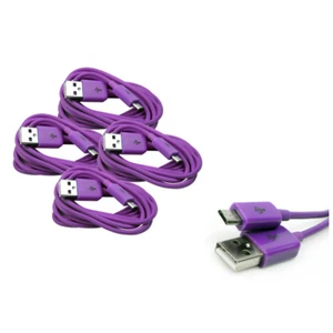 4X 6FT MICRO USB DATA SYNC CHARGER CABLE PURPLE DROID HTC EVO ONE NEXUS 7 KINDLE - Picture 1 of 1