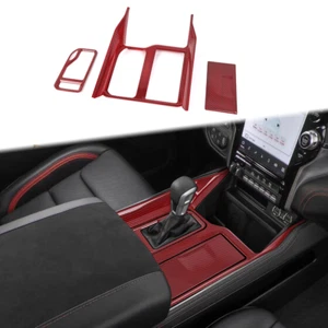 Red Carbon Fiber Central Gear Shift Panel Trim Guard For Dodge Ram TRX 1500 22+ - Picture 1 of 9