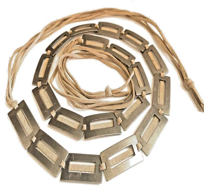 Cintura donna in pelle  metallo argento vintage lunga 155 cm da regolabile - Immagine 1 di 4