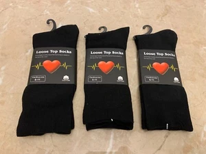 3 pairs Loose Top cotton diabetic socks healthy blood flow socks, Black,AU stock - Picture 1 of 14
