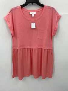 Motherhood Maternity Womens Small Pink Short Sleeve Ruffle Hem T-Shirt - Picture 1 of 6