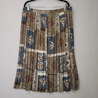 ALFRED DUNNER Womens 20W Geometric Multicolor Stretchy Elastic Waist Skirt - Image 1 of 4