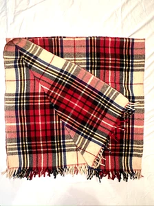 Coperta a quadretti in lana o' the west 70"" x 52"" rosso beige blu verde nero - Foto 1 di 4