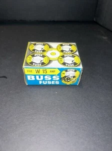 Scatola 5 BUSS Tipo W 15 amp FUSIBILE Azione Rapida Edison Base Vite in 15a Giallo NOS - Foto 1 di 5