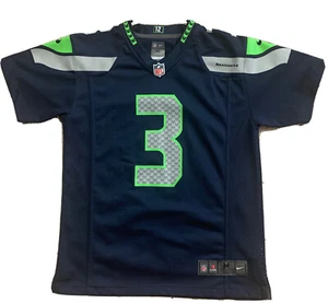 NFL Seattle Seahawks Russell Wilson 3 Nike On Field Blue Jersey Size M 10/12 - Picture 1 of 4