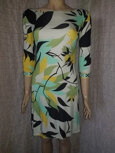 Abito firmato Emilio Pucci 100% jersey seta manica a 3/4 motivo taglia 10 UK/M - Foto 1 di 12