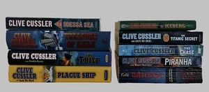 Clive Cussler Lot of 9 Adventure Books Dirk Pitt Oregon Isaac Bell Mixed HC PB - Foto 1 di 19