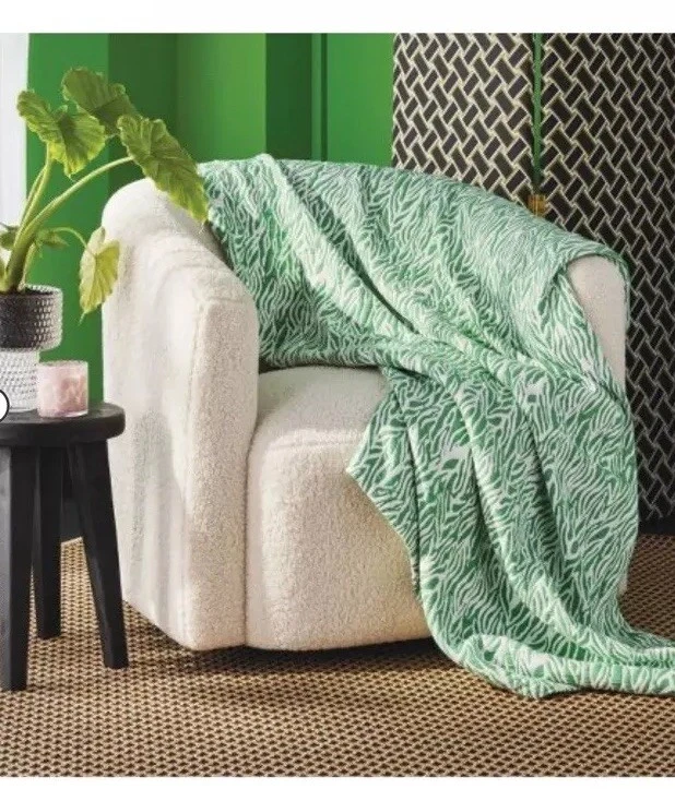 Diane Von Furstenberg Sea Twig Green Throw Blanket DVF for Target 50 