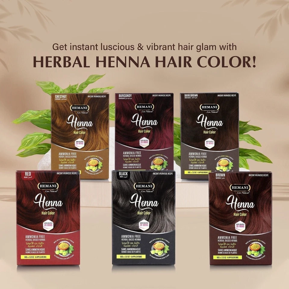 HEMANI Herbal Hair Henna Color 2.12 OZ (60g) 6 Uses, Colors Fast, Ammonia Free - Image 1 of 1