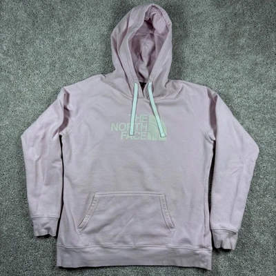 Sudadera con capucha para mujer The North Face rosa blanco logotipo mezcla de algodón talla L Foto 1 de 4