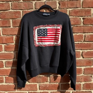 Polo Ralph Lauren x vintage American flag sweatshirt blue SMALL NEW - Picture 1 of 8