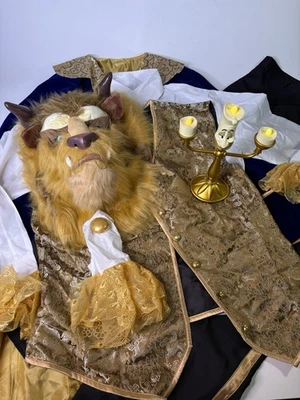 Disfraz Completo Disney La Bella y la Bestia Máscara Movedor Boca y Lumiere 46 Pecho42Cintura Foto 1 de 4