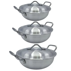 Aluminium Wok Kadai Rühren Braten Karahi Kochtopf Auflauf Fritteuse 28cm - 33cm - Bild 1 von 5