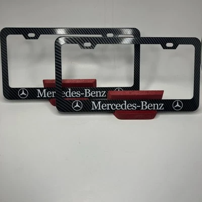 (2) Mercedes-Benz License Plate Frames Carbon Fiber Finish SEE PICS. - Image 1 of 4