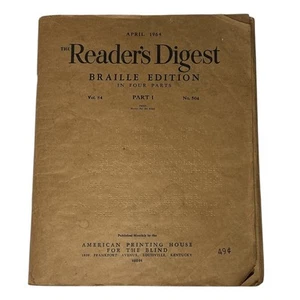 The Reader's Digest Braille Ausgabe, Teil 1 vom 4. April 1964 Vintage LESEN - Bild 1 von 23