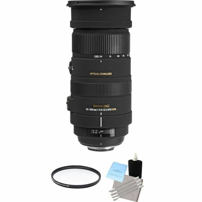 Sigma 50-500mm F/4.5-6.3 APO DG OS Lens For Nikon + UV Filter & Cleaning Kit - Image 1 of 1