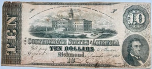 1864 $10 Southern States of American #14031 - Picture 1 of 5
