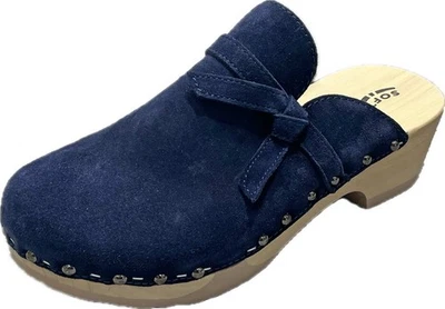 Softclox Patolette Torina 07 Blau Nubukleder Clog Schlappen Slipper Sandale Holz