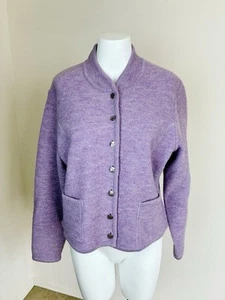 Appleseed’s Women’s 100% Wool Lavender Button Up Cardigan W/Pockets - PM - Picture 1 of 9
