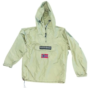 Napapijri Men’s Green Windproof 1/4 Zip Hooded Windbreaker Jacket Small - Picture 1 of 8