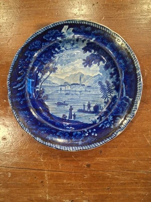 Enoch Wood & Sons Staffordshire Historic Transferware Dark Blue Plate - Image 1 of 4