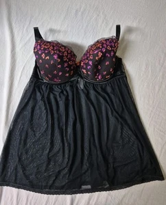 Savage x Fenty Babydoll Nightie Sunset Leopard Black Mesh Sexy Lingerie 2X - Picture 1 of 5