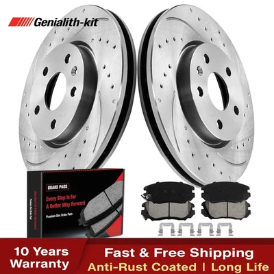 Front Drilled Rotors + Ceramic Brake Pads for Chevy Equinox Impala GMC Terrain Foto 1 de 4
