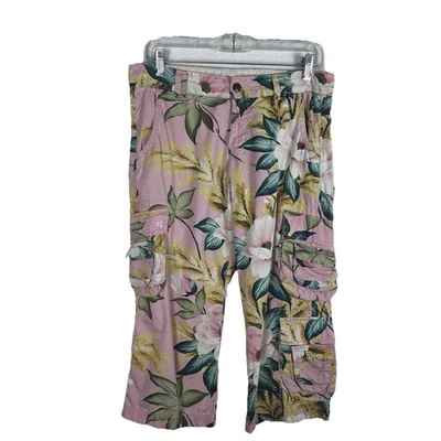 Брюки-капри Lucky Brand размер 6 винтажные Y2K с цветочным принтом цвет карго розовые - Изображение 1 из 4