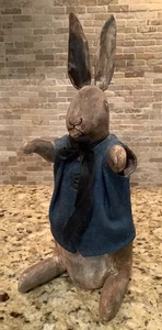 Vintage handgefertigte primitive Beatrix Potter Peter Rabbit bemalte Leinwandfigur OoaK - Bild 1 von 16