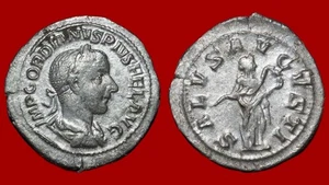 Römische Münze: Gordian III - Denar, Salus, Rom, ttb-, r1 [85dgt1] - Bild 1 von 1