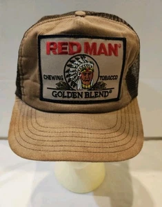 Cappello camionista rosso uomo chewing tabacco maglia velluto a coste berretto snapback grande toppa USA - Foto 1 di 5