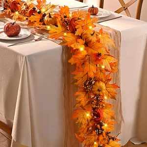Decorazione autunnale, ghirlanda autunnale 6 piedi con luci, ghirlanda autunnale con pumpki di melograno - Foto 1 di 12